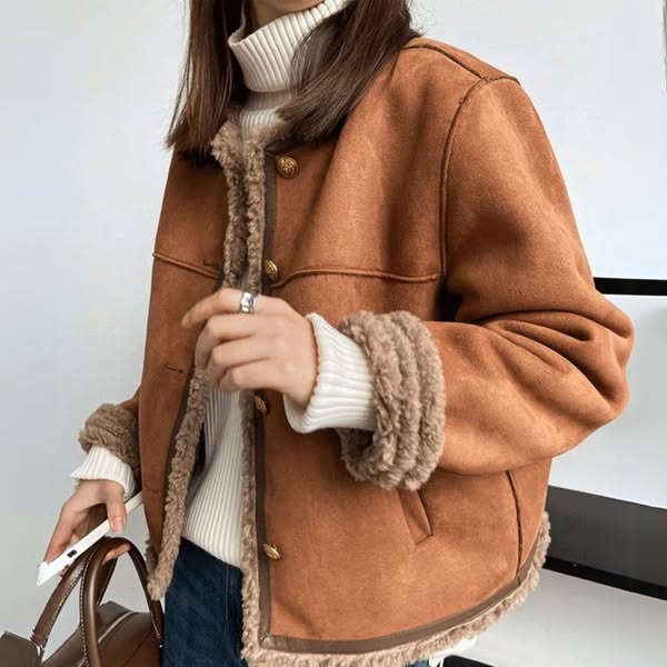 Rosa - Shearling Button Jacke