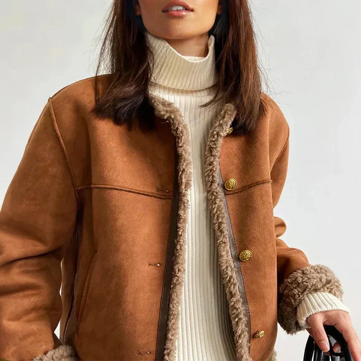 Rosa - Shearling Button Jacke