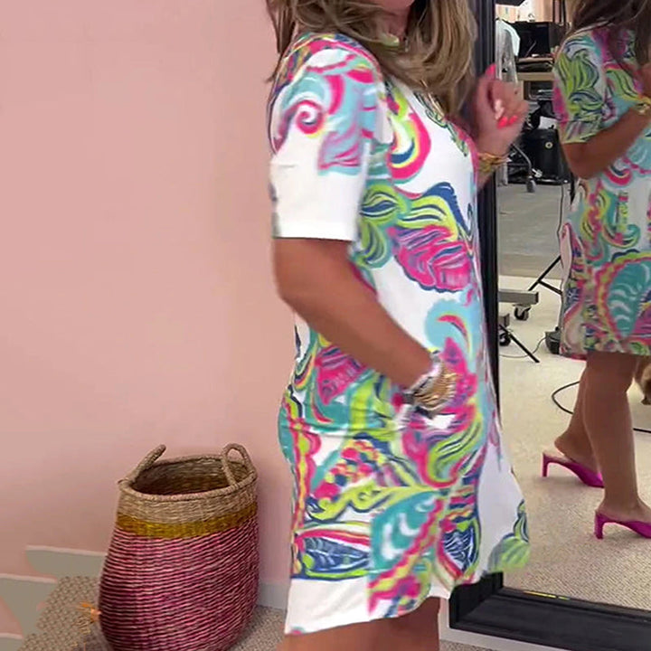 eloise - Bunte bedruckte V-Ausschnitt-Kleid