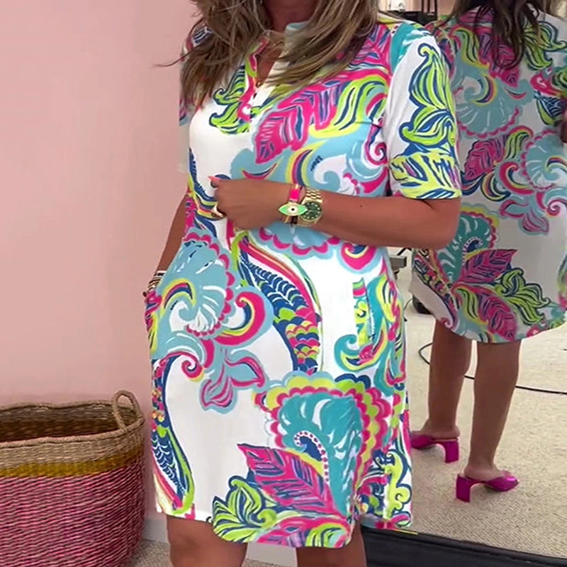 eloise - Bunte bedruckte V-Ausschnitt-Kleid
